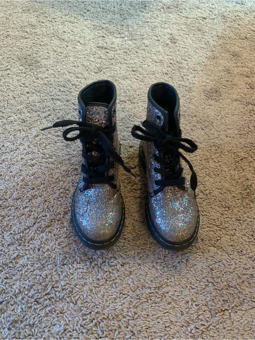 Dr. Martens 1460 Farrah Multi-Blue Glitter Lace-Up Ankle Boots - Picture 7 of 16
